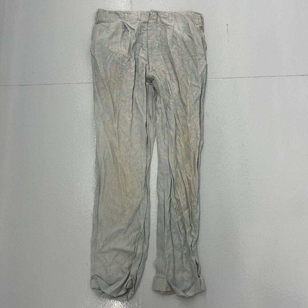 Vintage 50s Hubbard Blue/White Striped Rayon Pants 36x31
